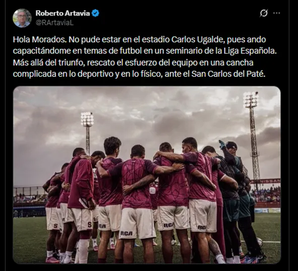 Roberto Artavia en su cuenta oficial de X