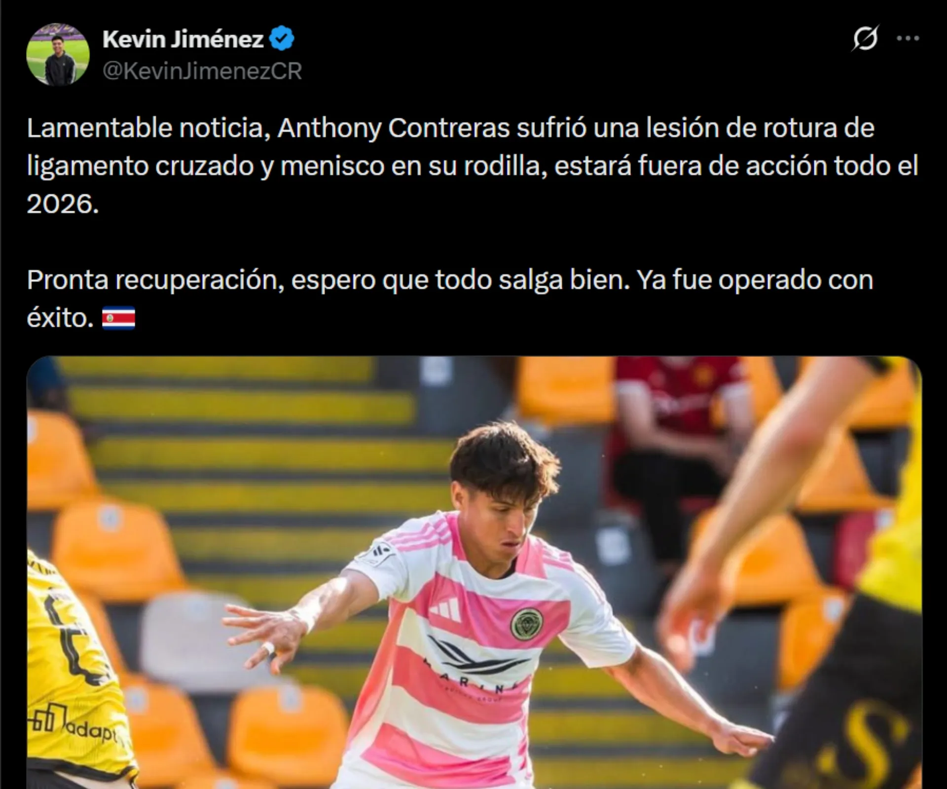Kevin Jiménez confirmó la lesión de Anthony Contreras. (Foto: X)