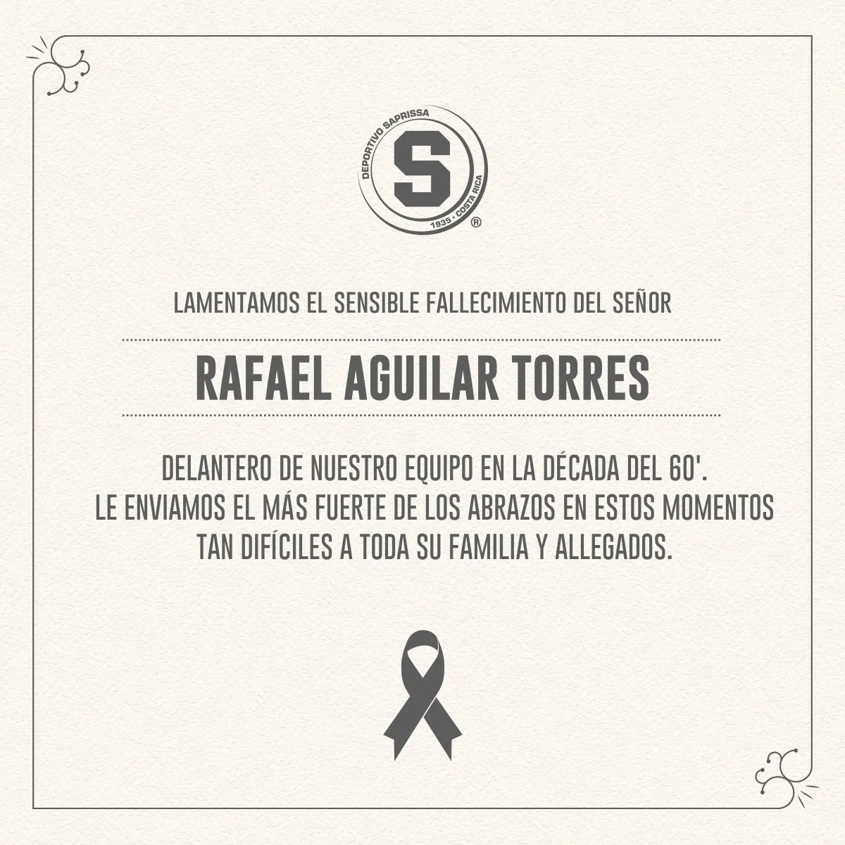 La publicación que realizó Saprissa.