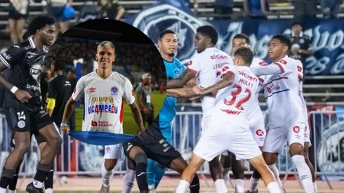 Agustín Mulet fue el protagonista de tremendo zafarrancho entre los jugadores de Olimpia y Motagua. Foto: La Prensa.