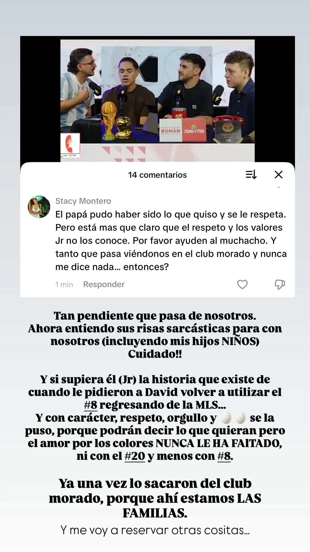 La publicación de la esposa de David Guzmán.