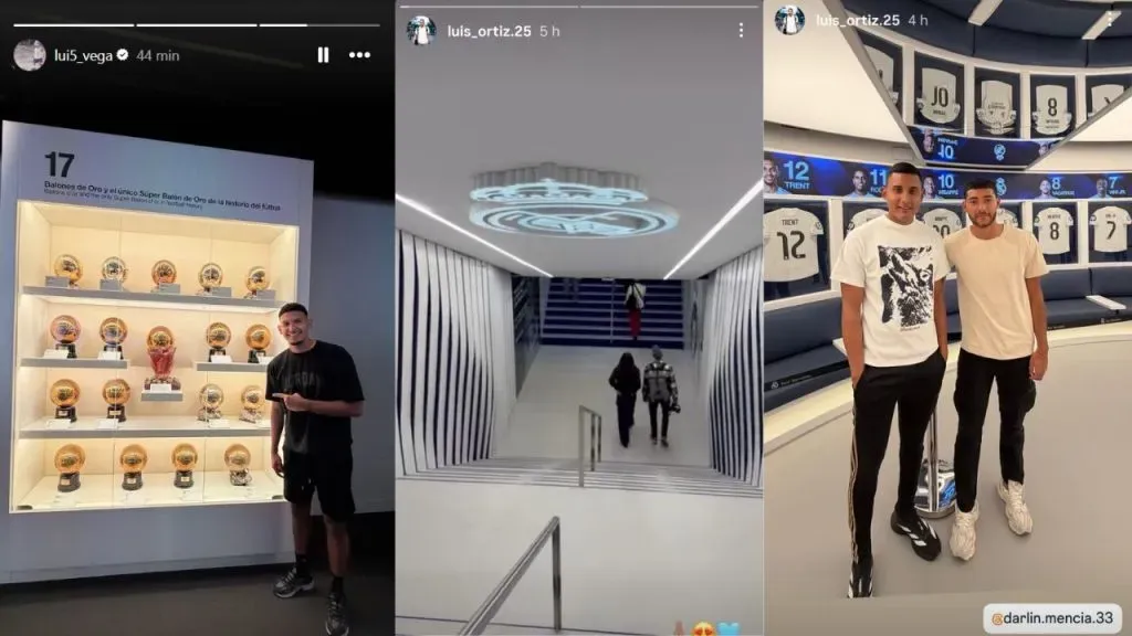 Luis Vega, Luis Ortiz y Darlin Mencía publicaron su visita al Santiagi Bernabéu en España. Foto: Fútbol Digital.
