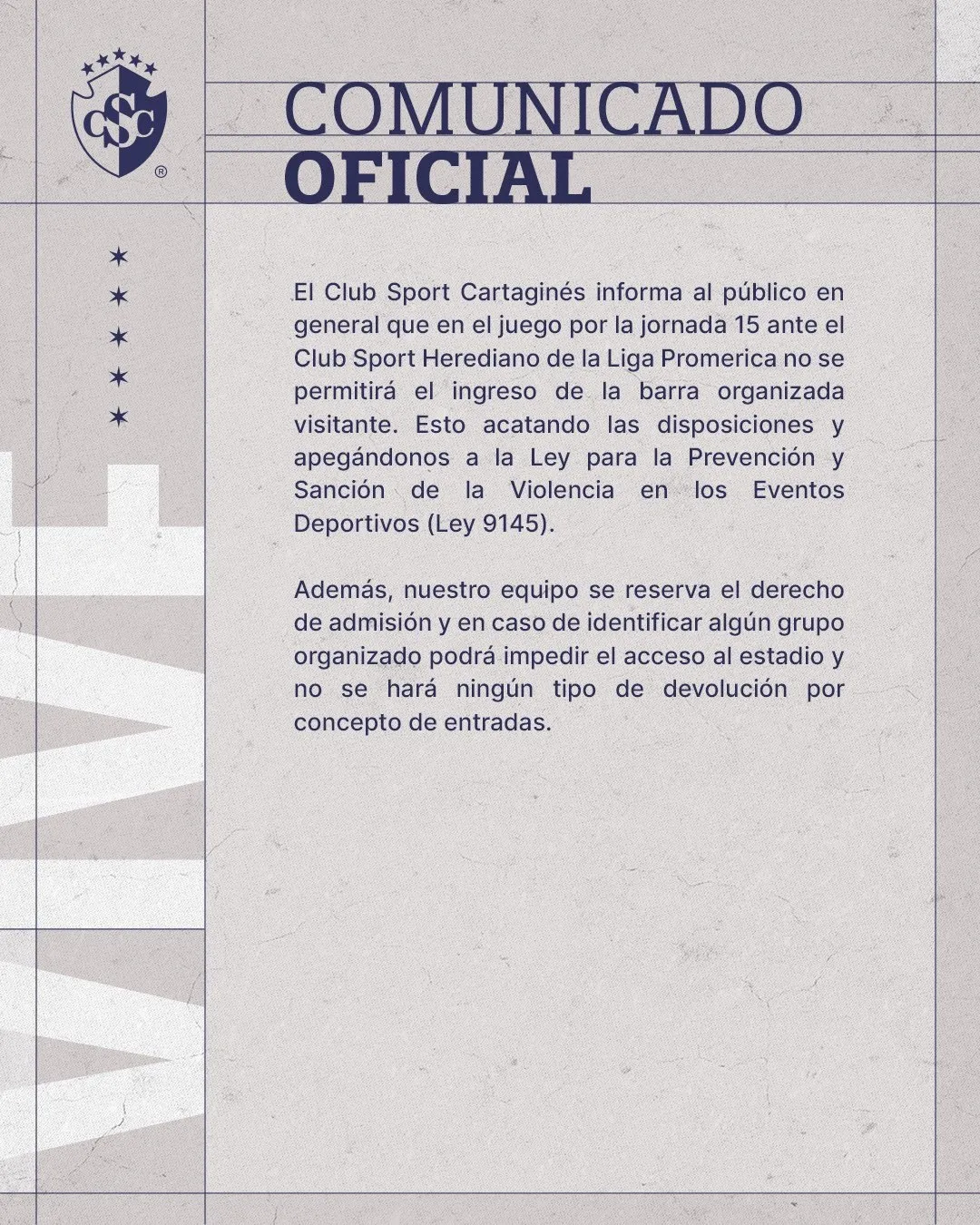 El comunicado que publicó Cartaginés.