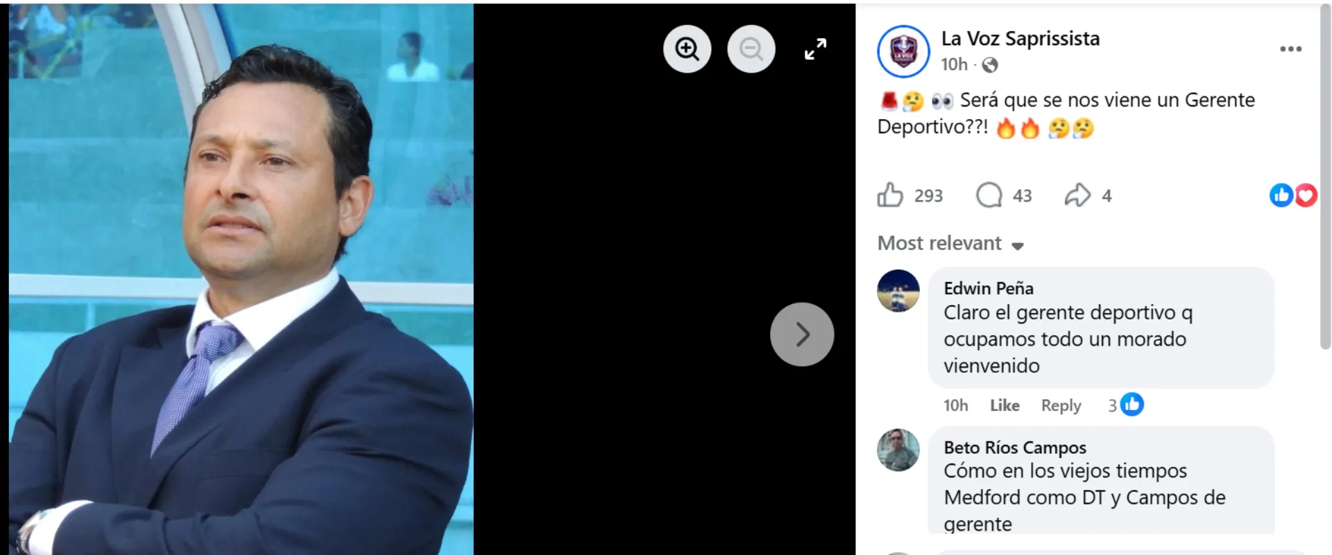 Los morados quieren el regreso de Jeaustin Campos como Gerente Deportivo. (Foto: Facebook)