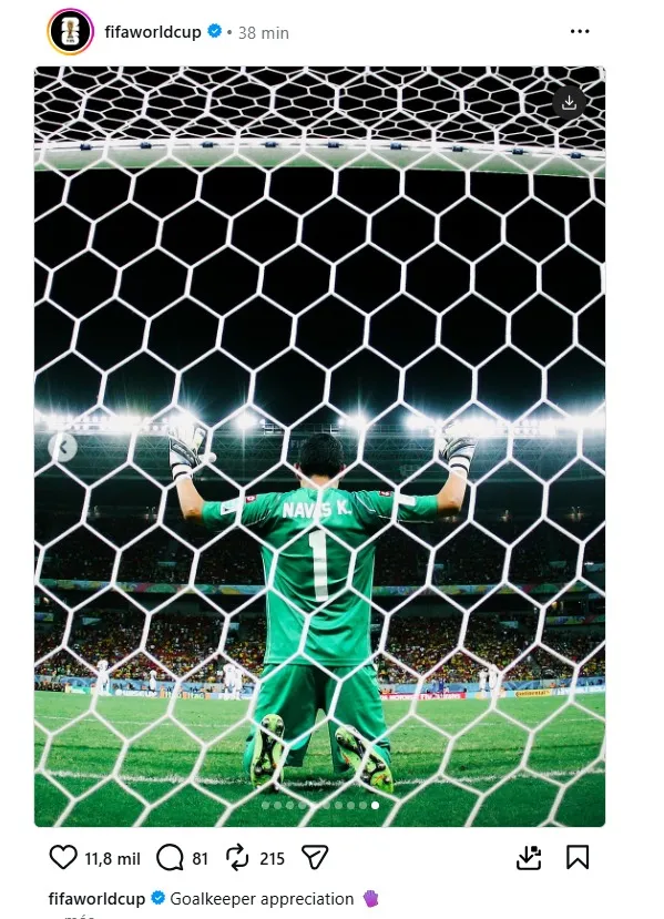 FIFA reconociendo a Keylor Navas en las redes sociales