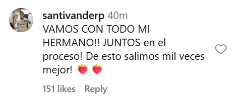 El mensaje de Van der Putten para Villalobos conmovió a los manudos (Instagram).
