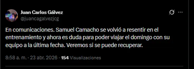 Periodista Juan Carlos Gálvez en su cuenta oficial X