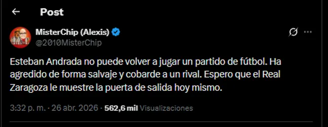 MisterChip en su cuenta oficial de X