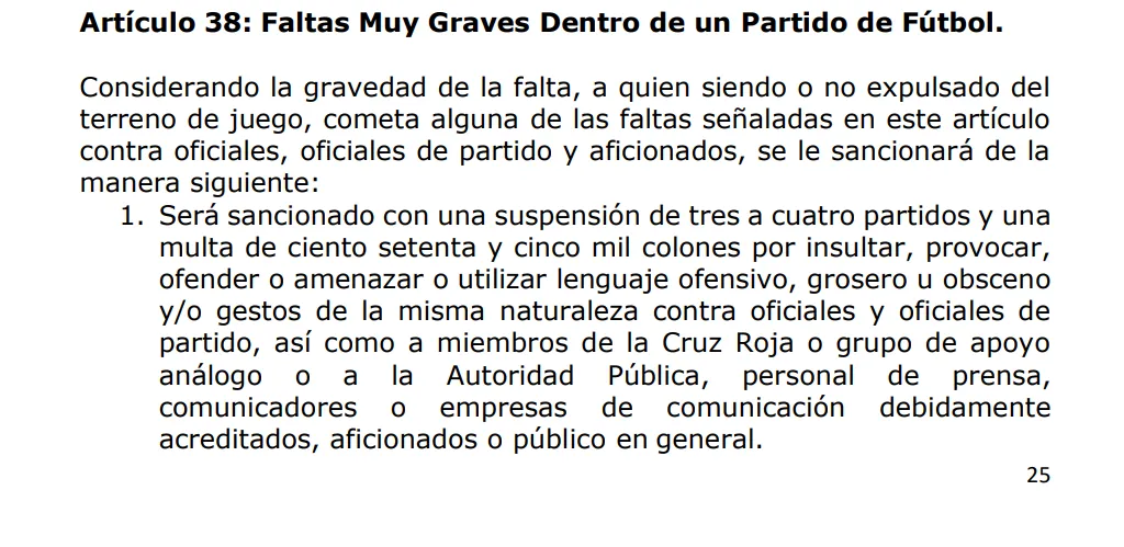 El reglamento estipula un severo castigo para Mariano Torres (Unafut).