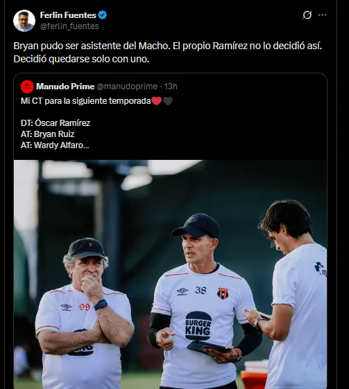 El periodista Ferlin Fuentes en su cuenta oficial de X.