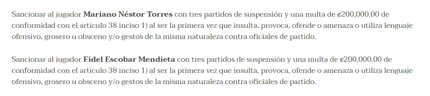 Por ahora, Mariano Torres y Fidel Escobar están fuera de las semifinales del Clausura 2026 (Fedefútbol).
