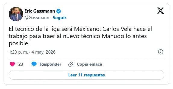 La información de Eric Gassmann. (X.com)