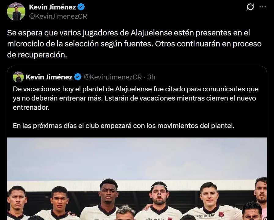 Batista convocará a varios de Alajuelense. (Foto: X)