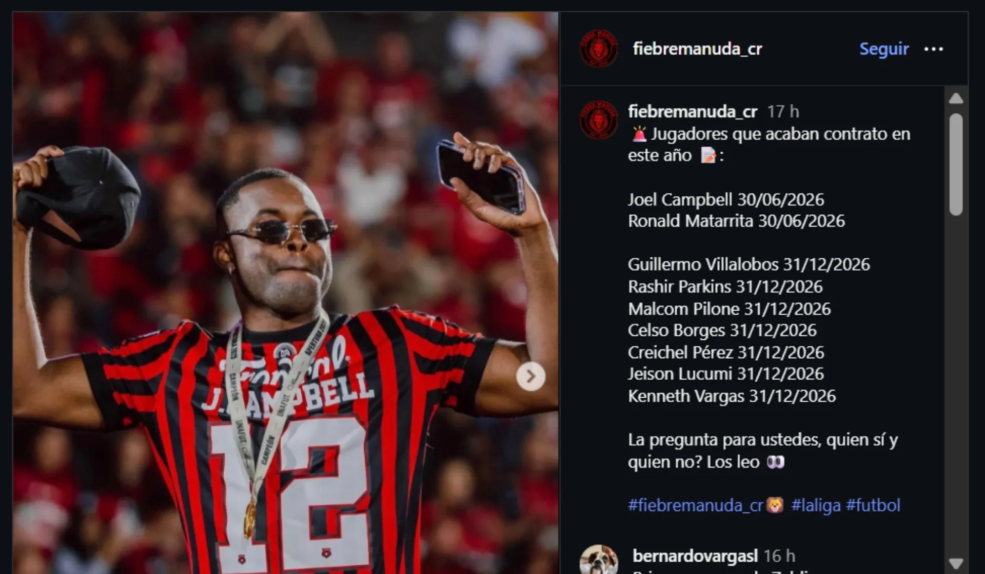Los siete jugadores que podrían dejar Alajuelense en enero del 2027. (Foto: Instagram)