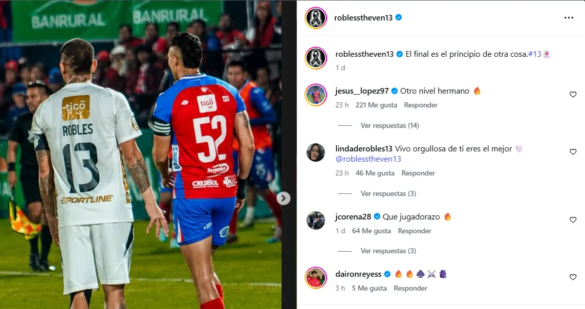 Robles en su cuenta de Instagram.