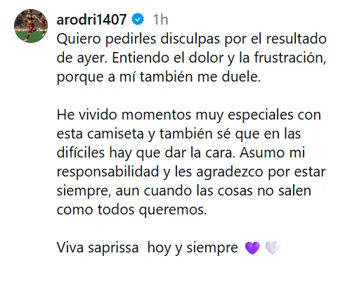 Ariel Rodríguez dio la cara y pidió disculpas a la afición (Instagram).