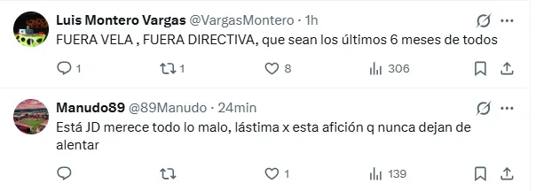 La afición rojinegra no perdonó esta noticia. (X.com)