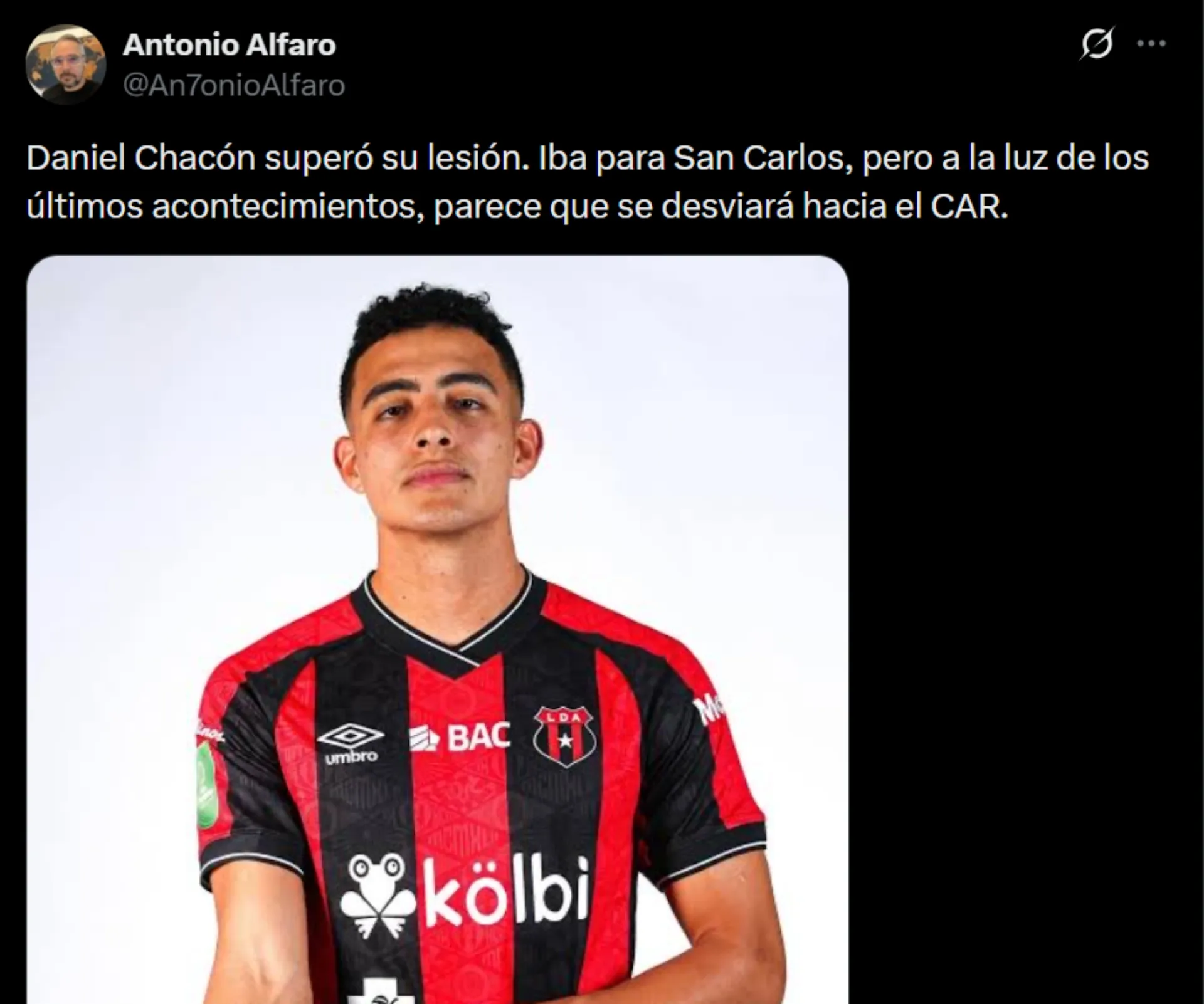 Daniel Chacón regresaría a Alajuelense. (Foto:X )