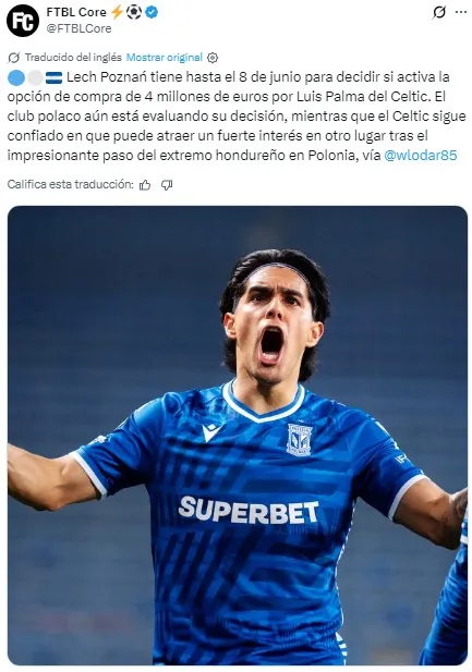 Desde Polonia aseguran que Palma tendrá que volver al Celtic.