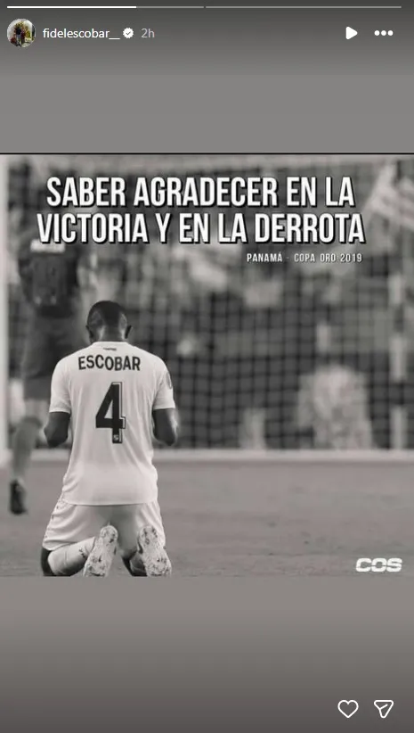 La historia que subió Fidel Escobar en Instagram.