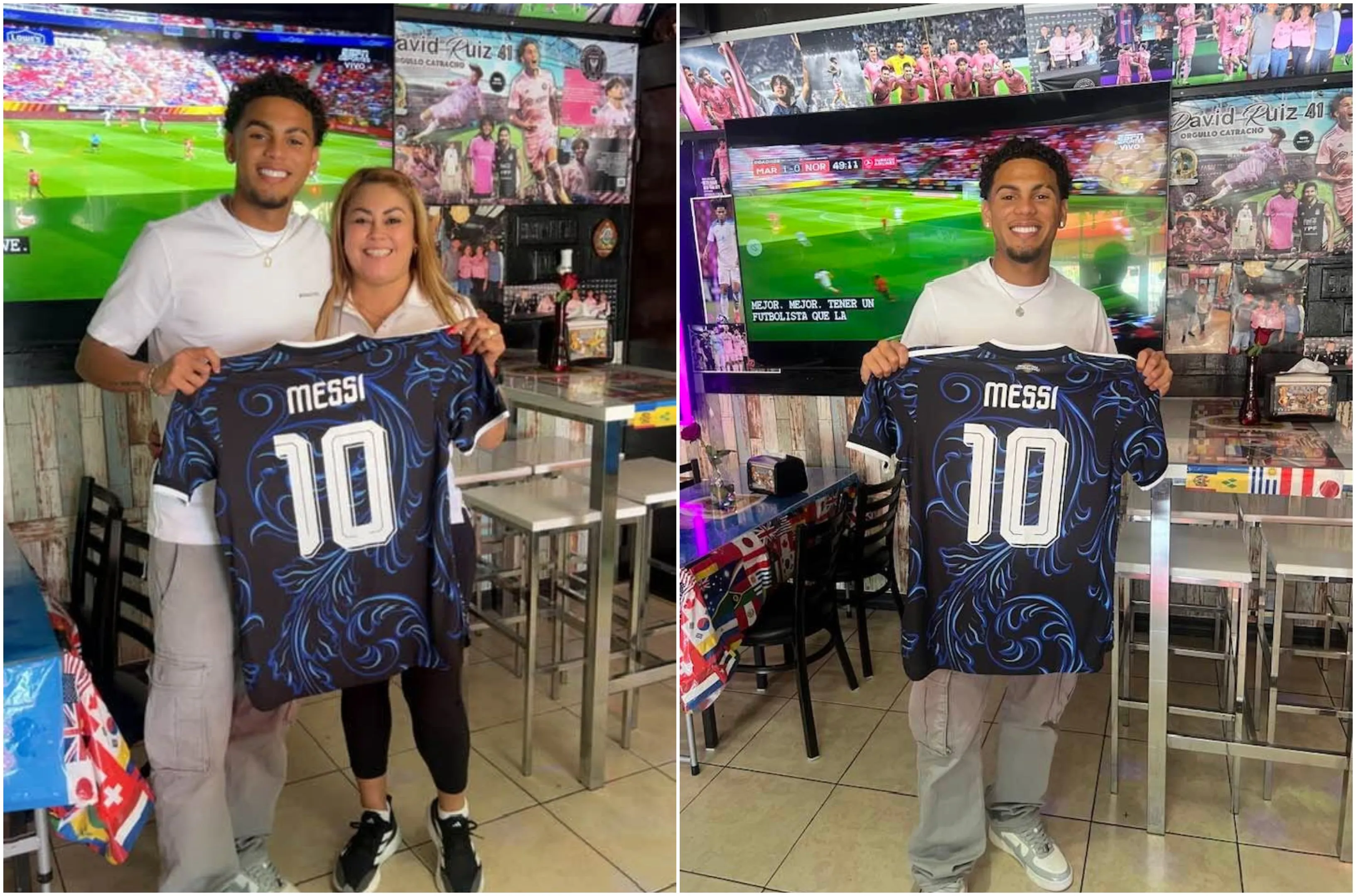 Alba Ochoa recibió la camisa de Lionel Messi. Foto: Facebook.