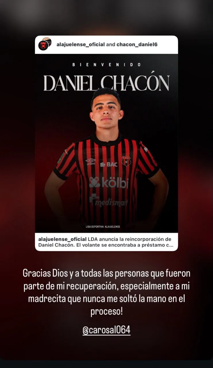 Daniel le agradeció a su madre, Carolina Chacón. (Foto: captura de Instagram)