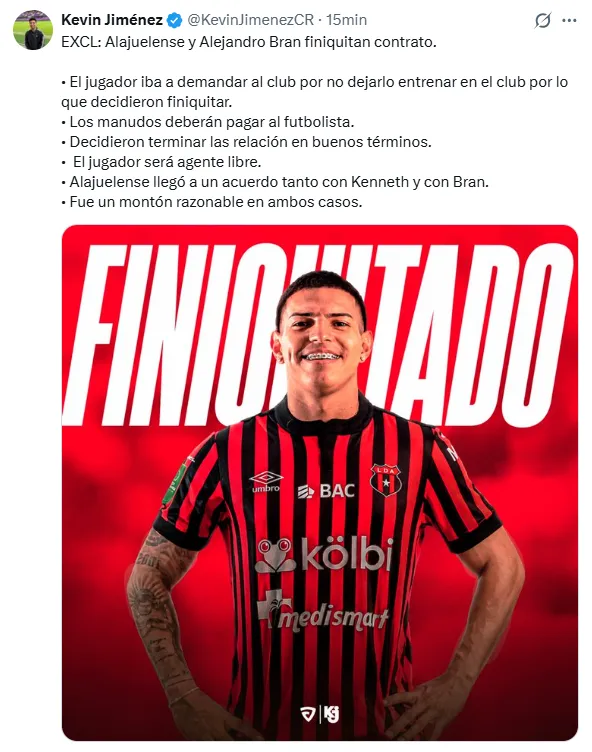 La información de Kevin Jiménez. (X.com)