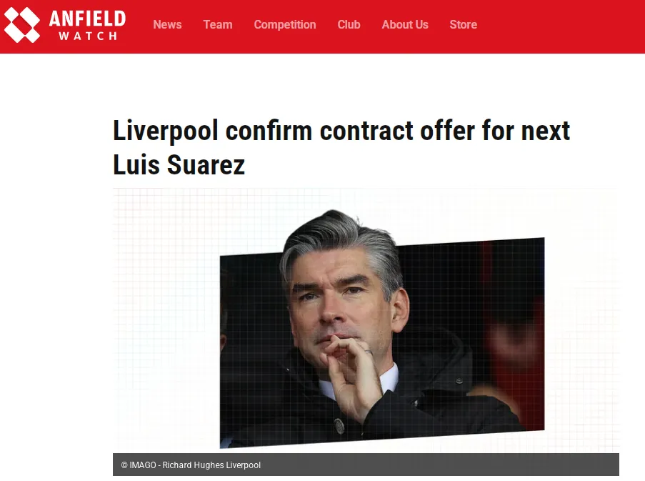 “El Liverpool confirma la oferta de contrato para el próximo Luis Suárez”
