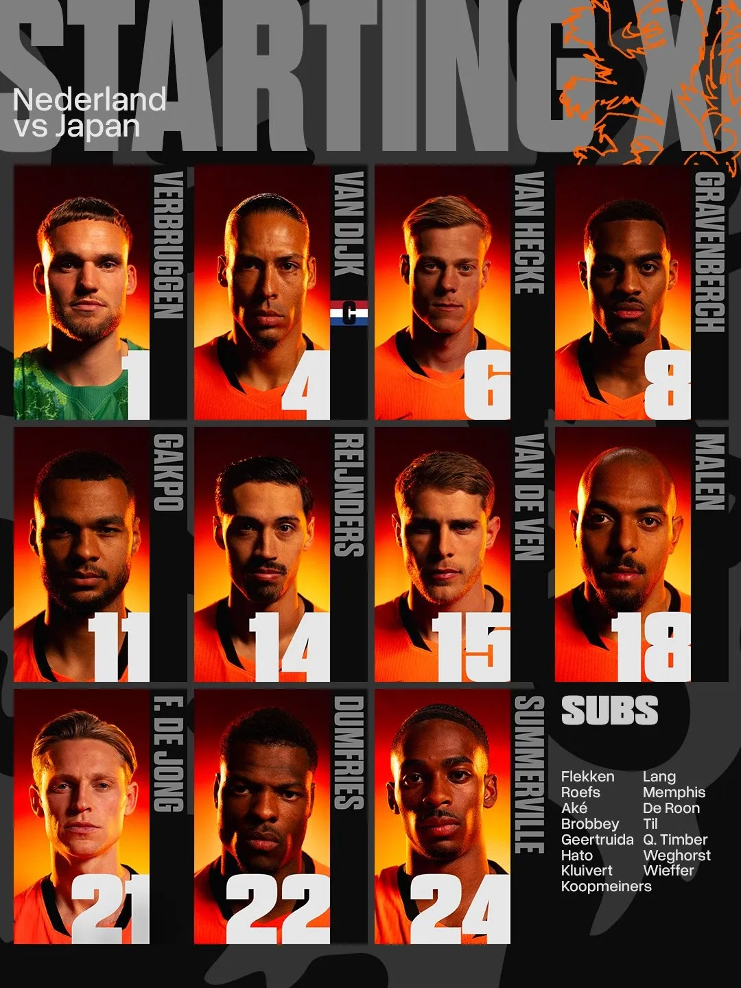 Los once elegidos por Koeman para jugar vs. Japón (Instaggram).