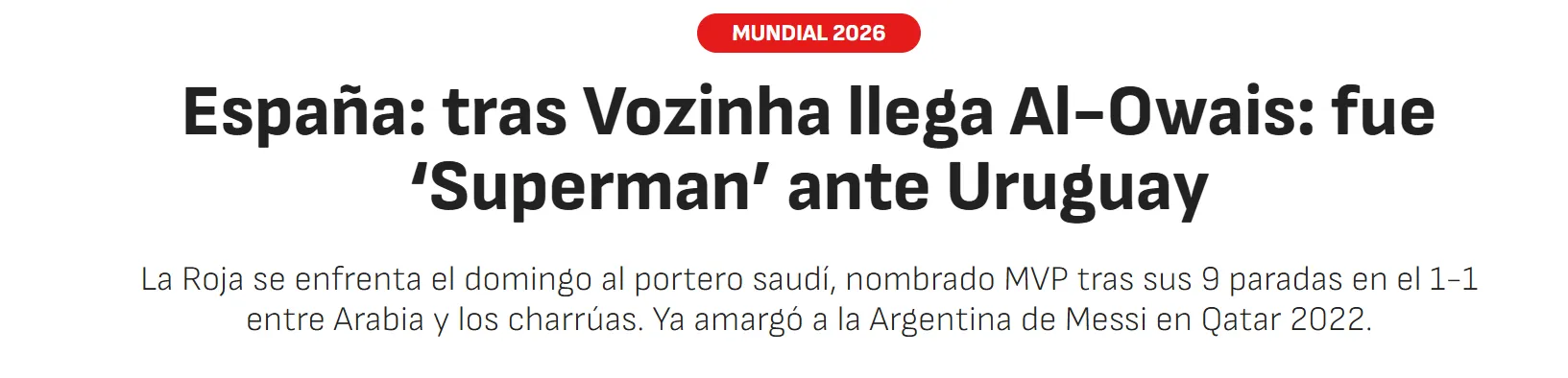 En España no subestiman al portero de Arabia (AS).