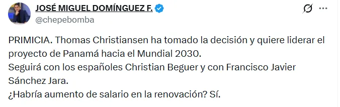 José Miguel Domínguez en su cuenta de X.