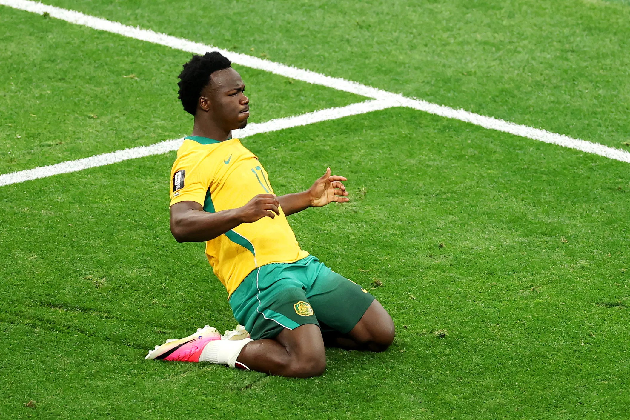 Nestory Irankunda es la sensación de Australia en el Mundial 2026. (Getty Images)