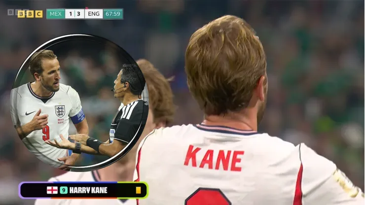 La transmisión oficial mostró la amarilla a Kane pero FIFA lo desmintió.