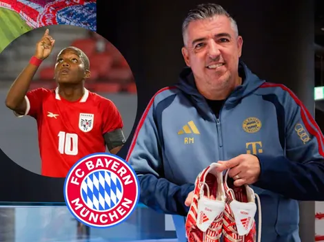 Roy Makaay, leyenda de Bayern Múnich, le lanza un guiño a Estevis López mientras River negocia