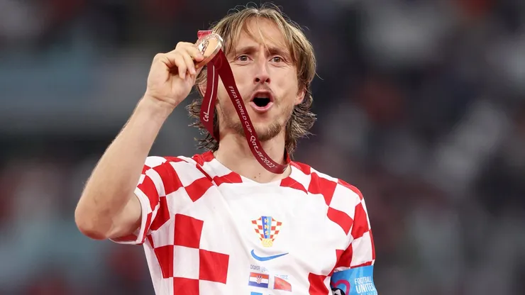 Luka Modric celebró el tercer lugar en el Mundial 2022.