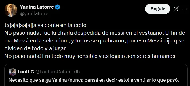 Yanina Latorre en X.