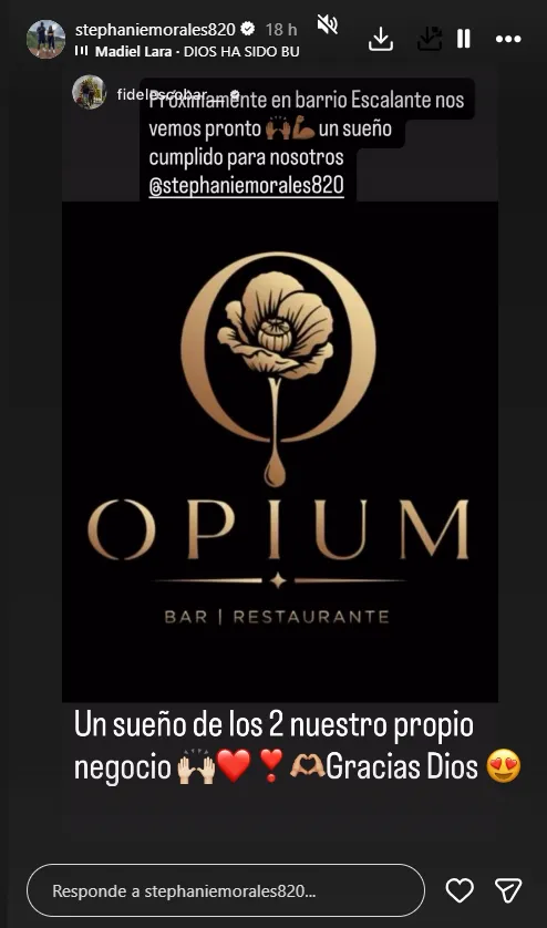 Eta es la storie que subió Fidel y compartió su esposa. (Instagram)